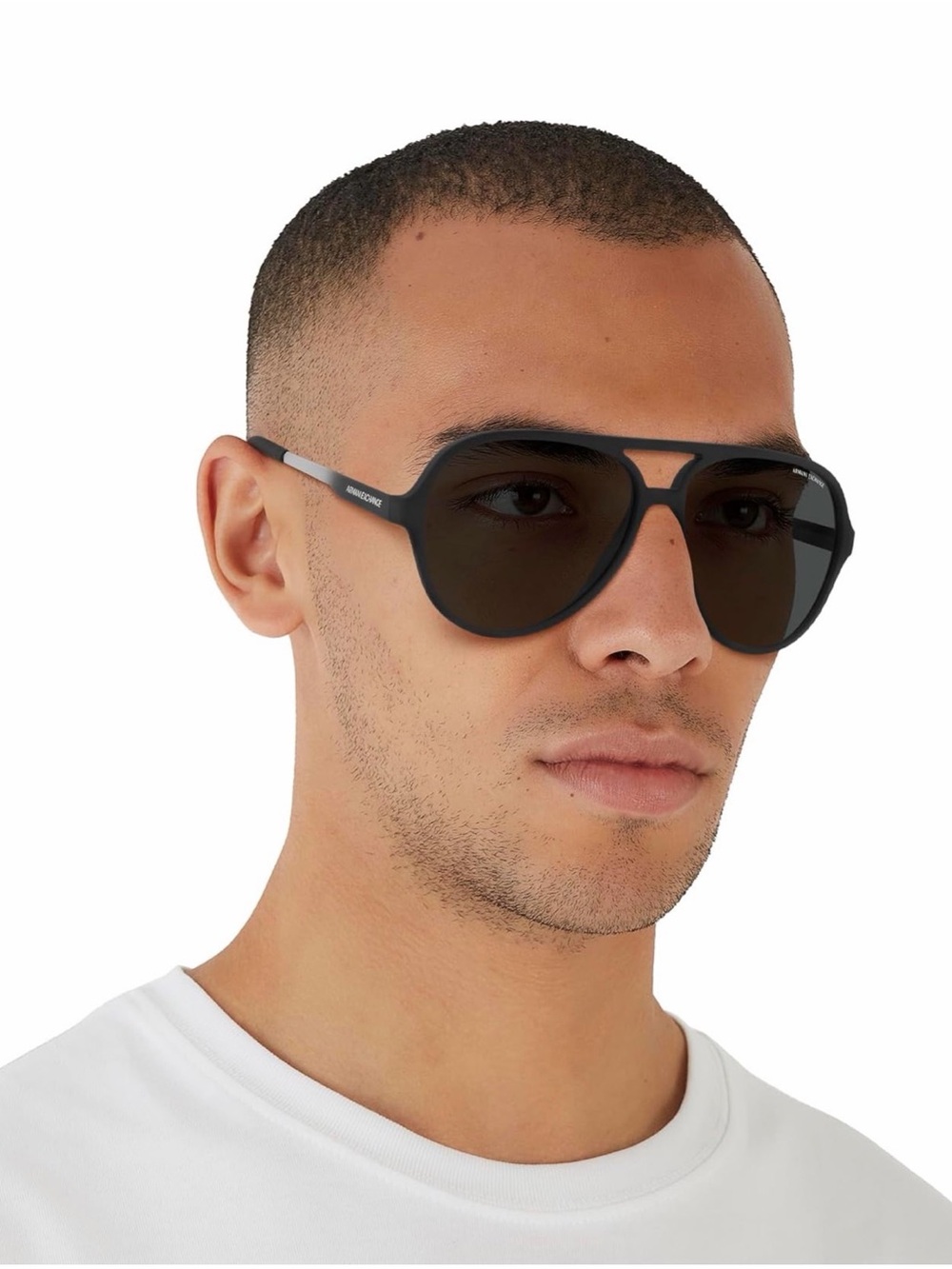 Armani Exchange Black Aviator Sunglasses with Dark Lenses